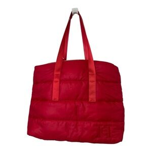 Carolina Herrera Good Girl Red Quilted Puffer Tote Bag Large Nylon Weekender